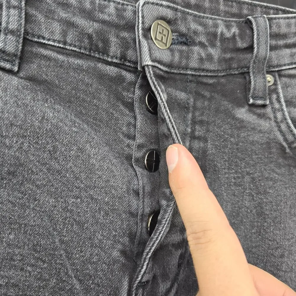 Ksubi Van Winkle Jeans Mens 34x30 Black Skinny Slim Pants Embroidered